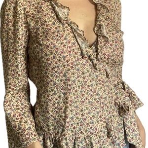 Sezane 'Gio' silk wrap blouse